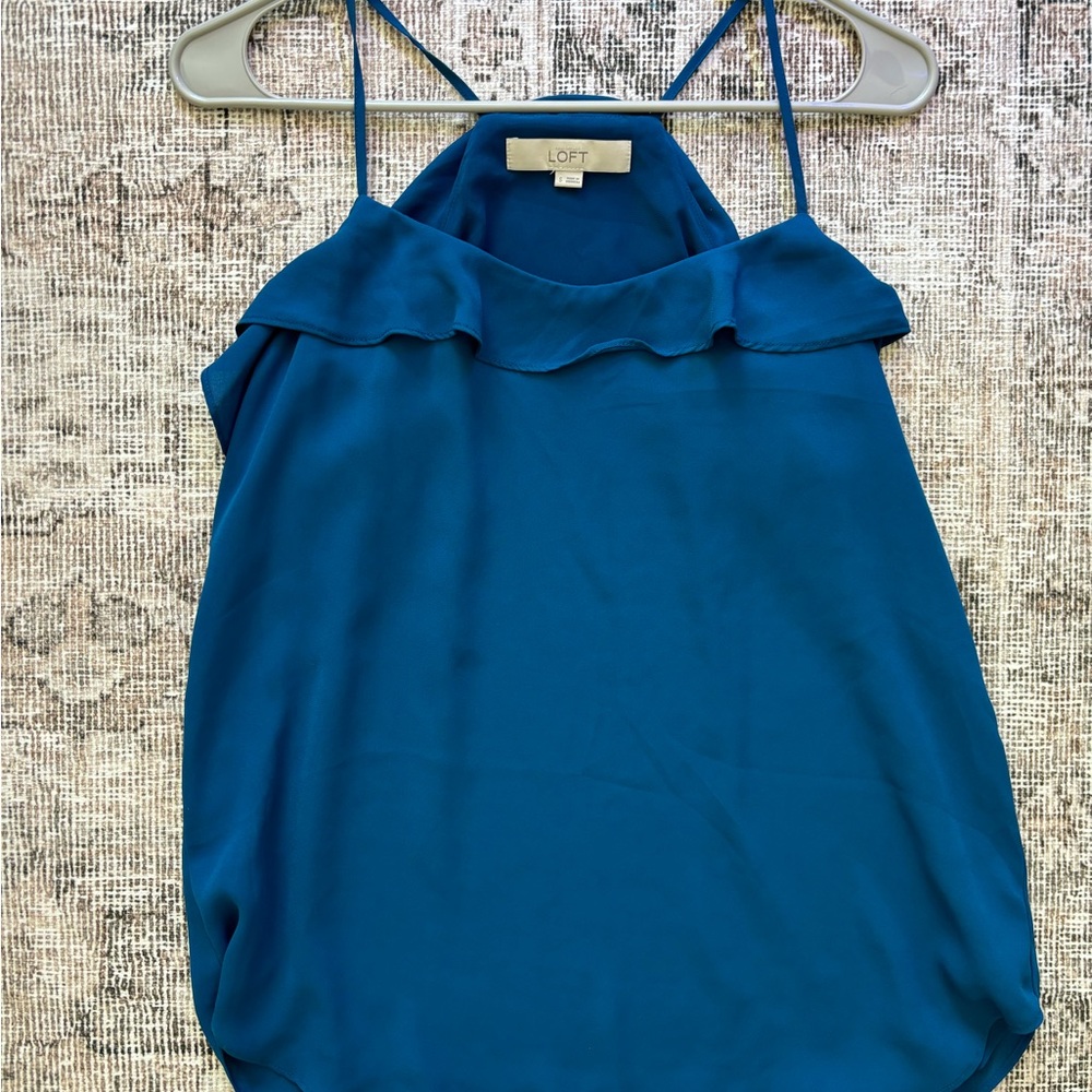 LOFT Women's Dark Teal Ruffle Camisole